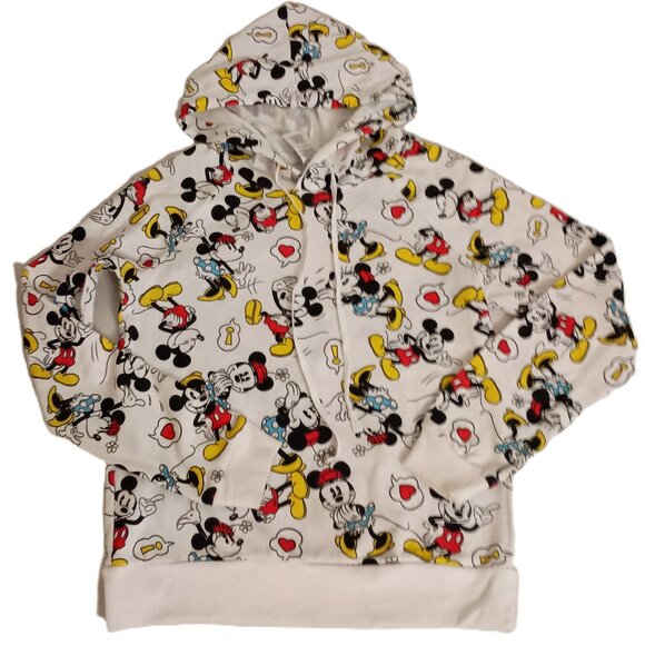Disney Minnie & Mickey Mouse All-Over Print White Lightweight Hoodie Women’s S - Picture 5 of 14
